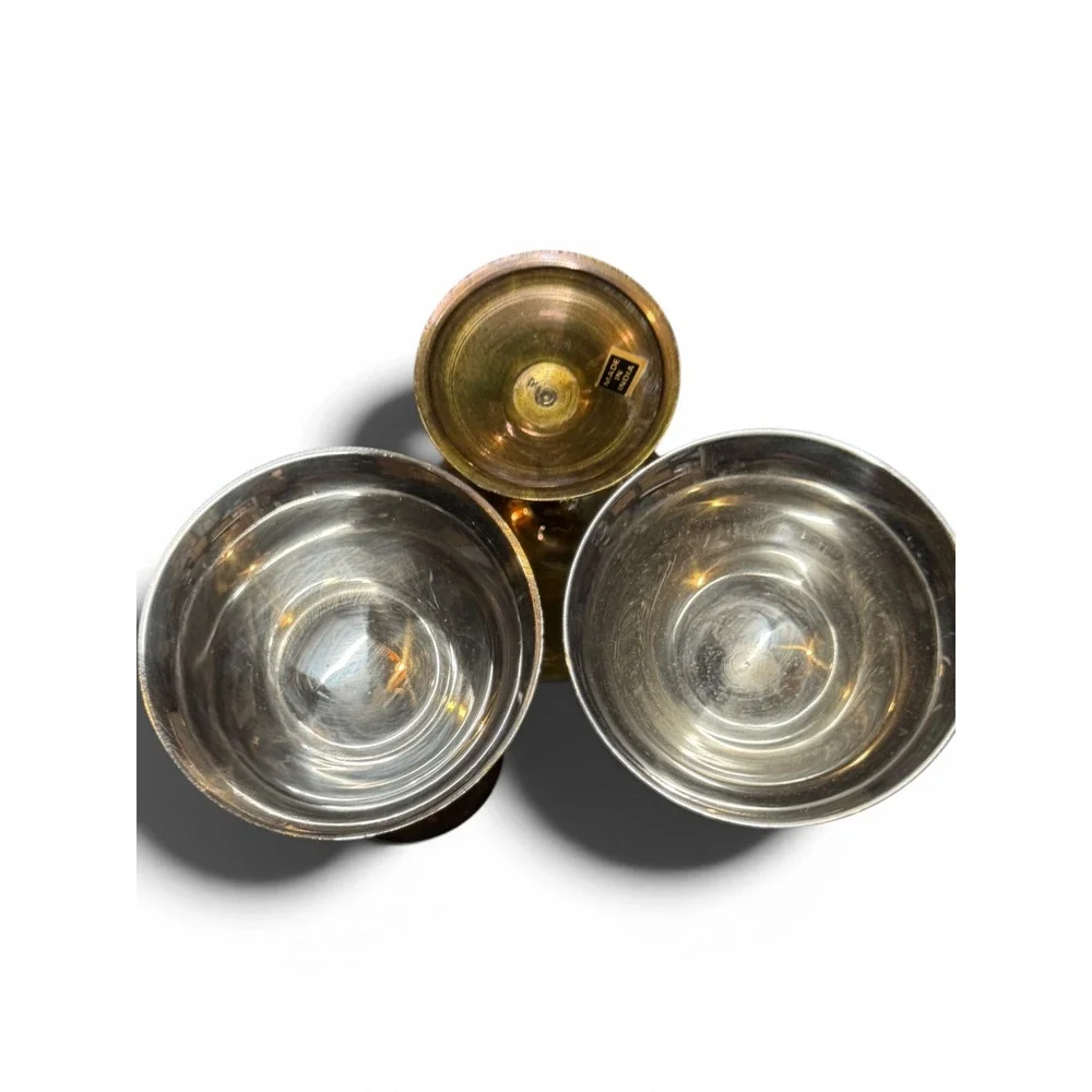 Vintage Solid Brass Chalices | Set of 3 | Mid-Century Barware